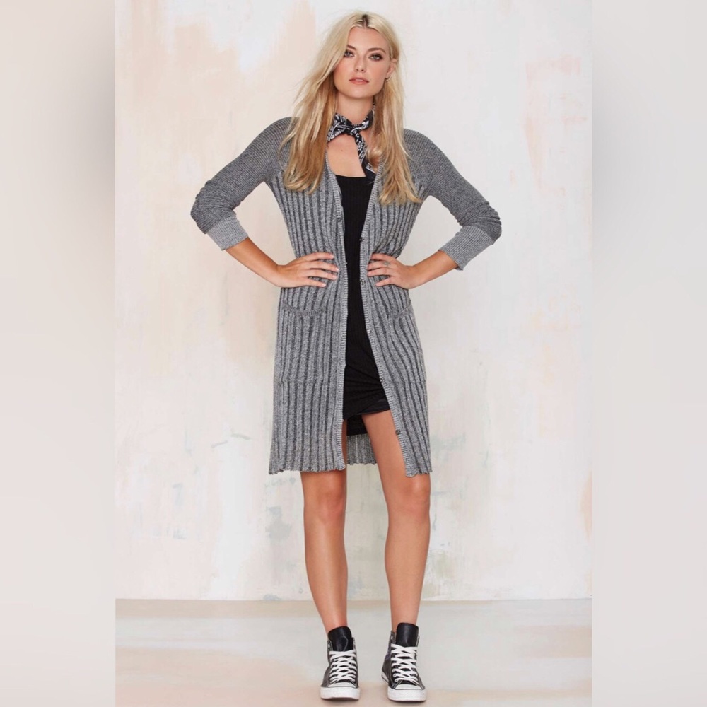 Knit Ribbed Duster Cardigan - Picture 2 of 7